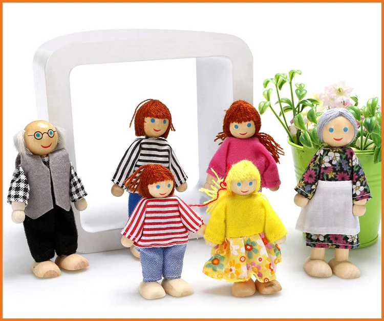 Лидер продаж 2019 Amazon Детский пазл украшение для домика ролевых игр деревянная кукла Набор игрушечных