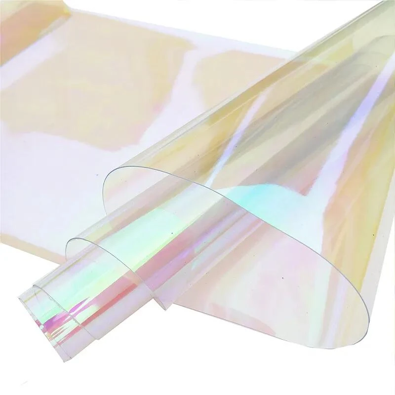 50*95cm Roll Iridescent Holographic Clear Transparent PVC Fabric Laser Film  Rainbow Vinyl Bow Bag Case Craft Handmade Material