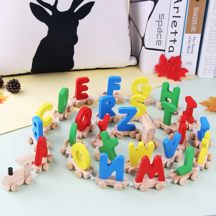 Игрушки Детские Ранние обучающие игрушки деревянные буквы поезд