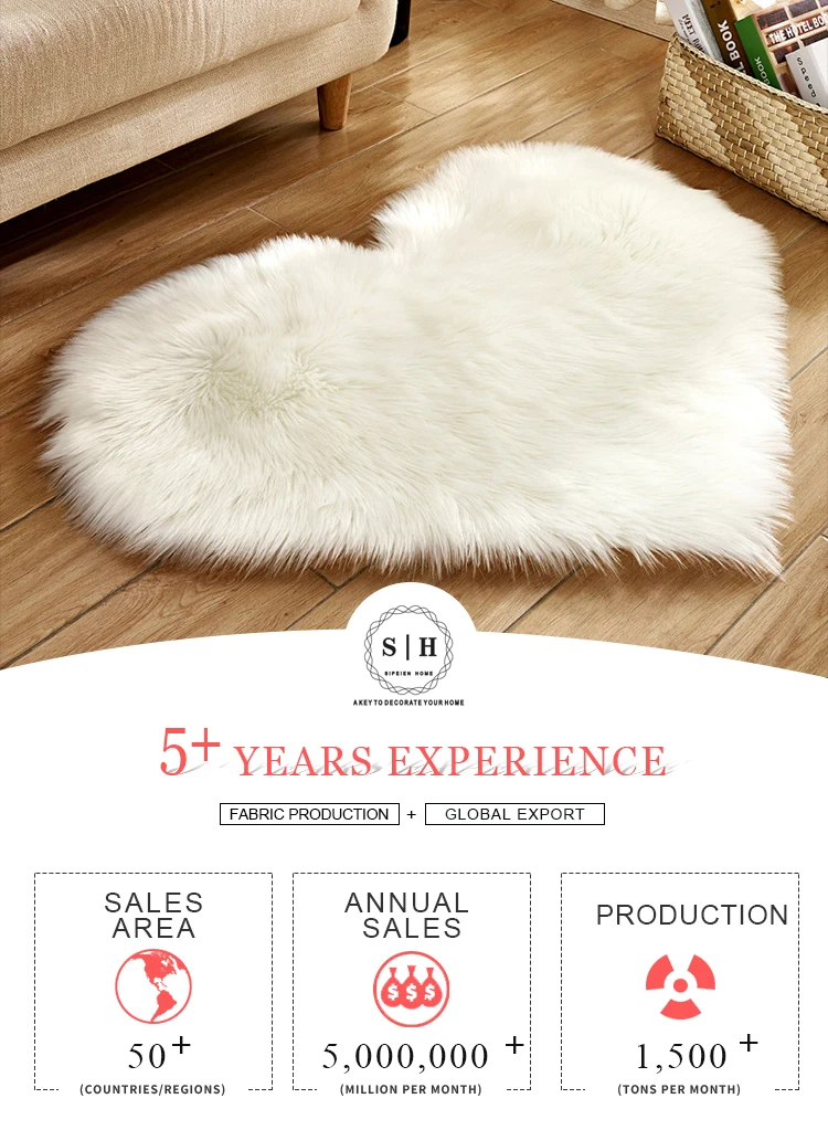 40 X 50cm / 15.7 X 19.6inch Heart Shape Small Faux Sheepskin Rug