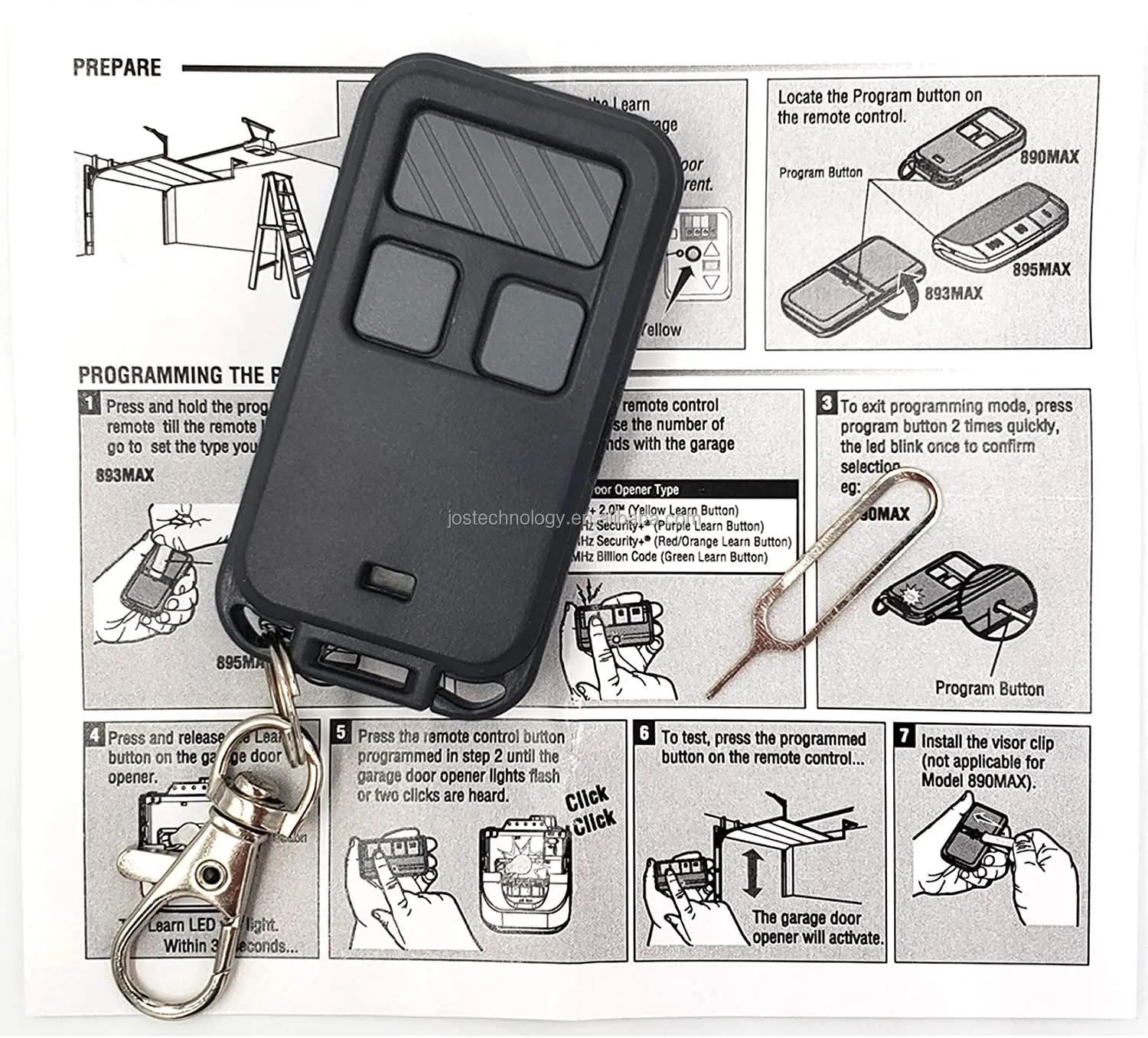 For Liftmaster Chamberlain 890max Mini Key Chain Garage Door Opener