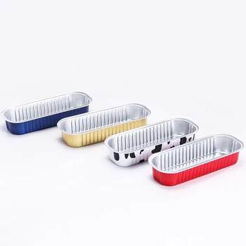 Laixin 100 Pcs Colored Cake Decorating Rectangle Aluminium Foil Containers Baking Bread Loaf Pan