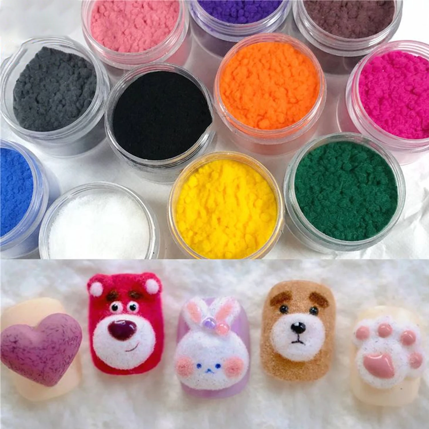 High Quality 170-Color Fuzzy Flocking Velvet Nail Powder with Glitter Shining Feature Custom Logo DIY Nail Art Decoration Salons