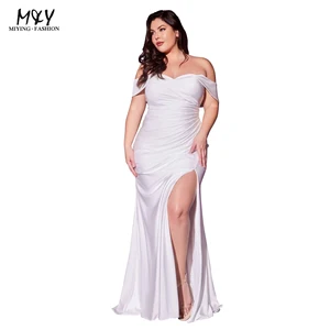 ADYABY Fashion Plus Size Wedding Dresses Elegant Off-Shoulder White Evening Gown Sexy High Slit Bridesmaids Dress
