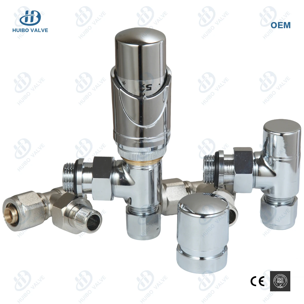 Modern PEX Chrome Plated Thermostatic Radiator Valve Kit for Radiator Heating System