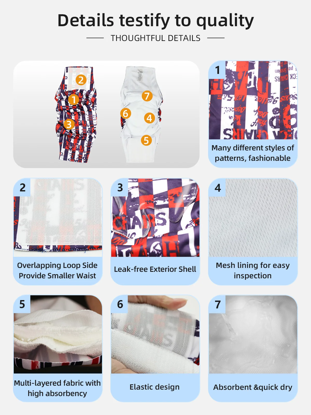 Wholesale Reusable Male Dog Belly Wraps Washable Male Dog Diapers with - product detail 4