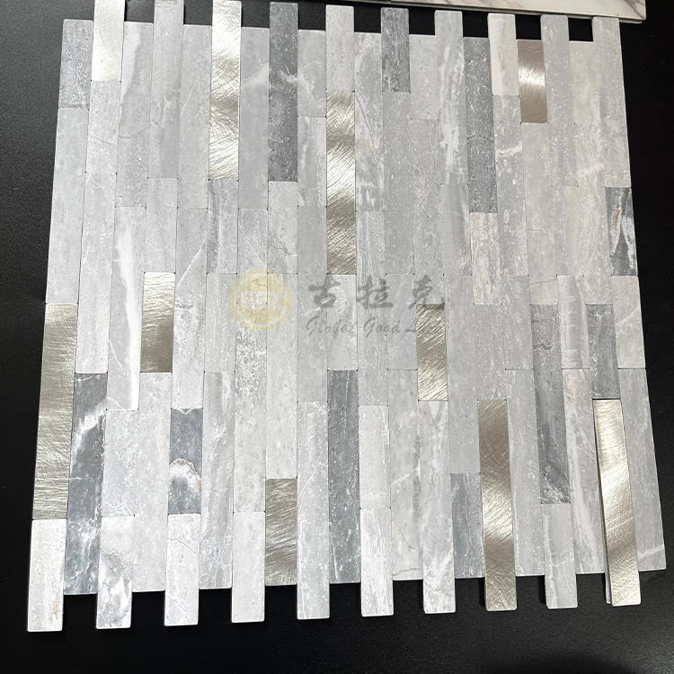 New Arrival Self Adhesive Aluminium Mosaic with Silver Strip 4mm Wall Mosaic Tile for Home All Building Project supplier