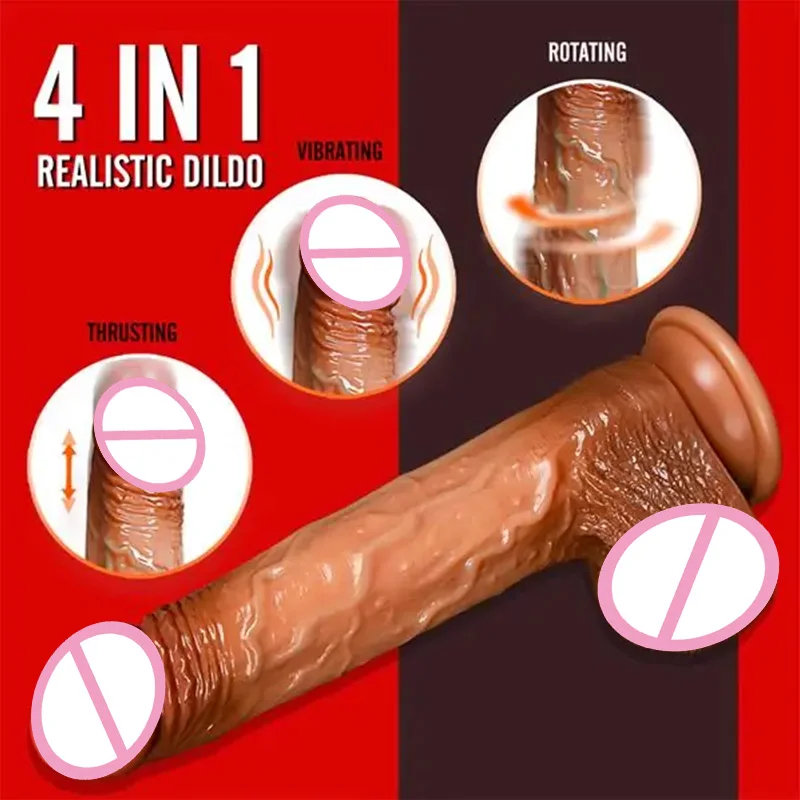 Remote Control Electric Moving Heating Dildo Realistic Lifelike Automatic Thrusting Rotating Wireless Clitoris Dildo Vibrator