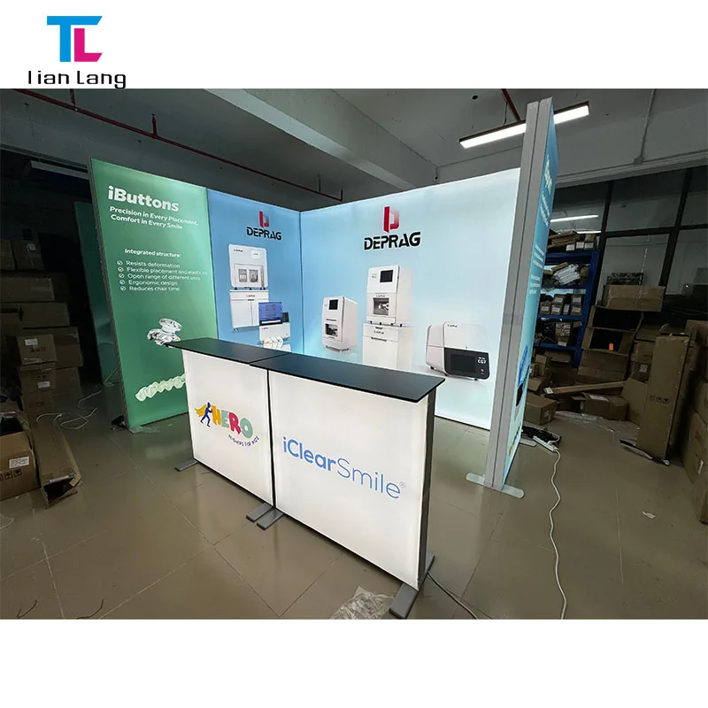 מערכת תצוגה מודולרית של TianLang לבתי תערוכה ותערוכות מסחר עם לוח אור ובד