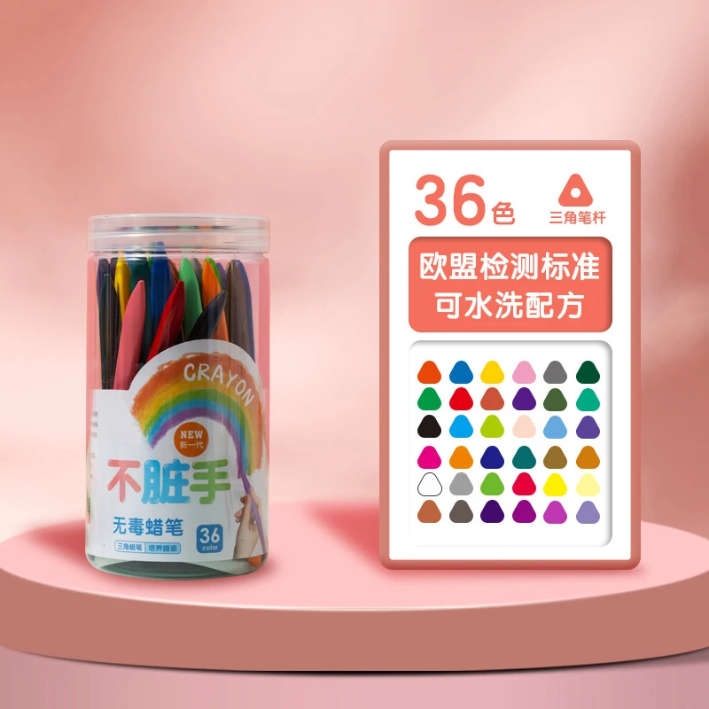 Hot Selling Colors Plastic Caryons Triangle Shape Washable Silky Kids Drawing Painting Crayons