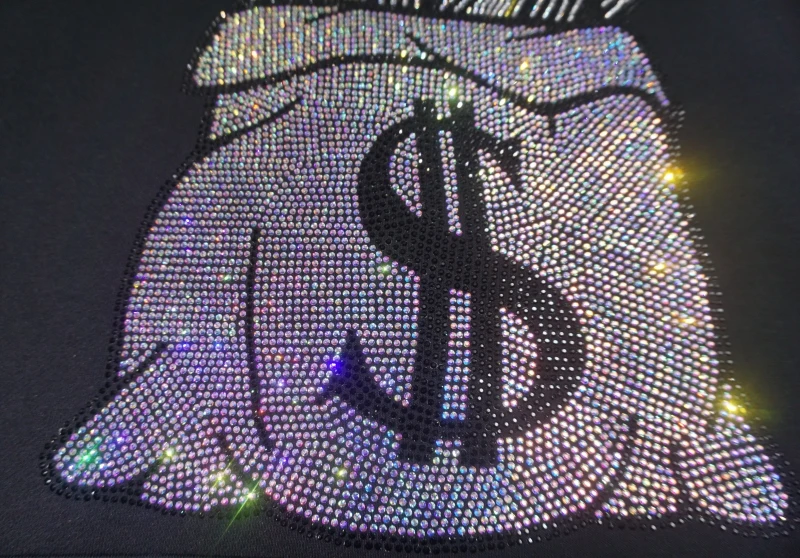 Cheap wholesale custom letter iron on rhinestone design heat transfer for jeans