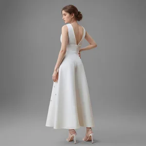 Factory Wholesale Ball Gown Dress Birthday & Evening Natural Waistline V-Neck Breathable Beaded Diamond Decoration for Summer