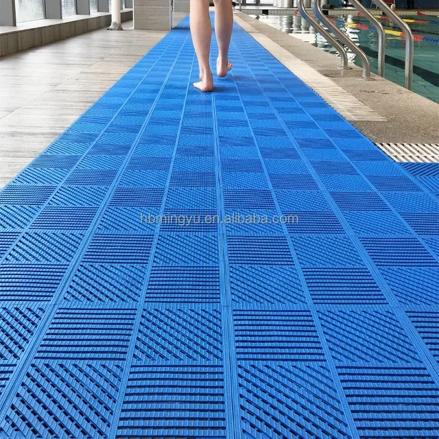 Anti slip mat durable swimming pool non-slip floor interlocking drainage tiles