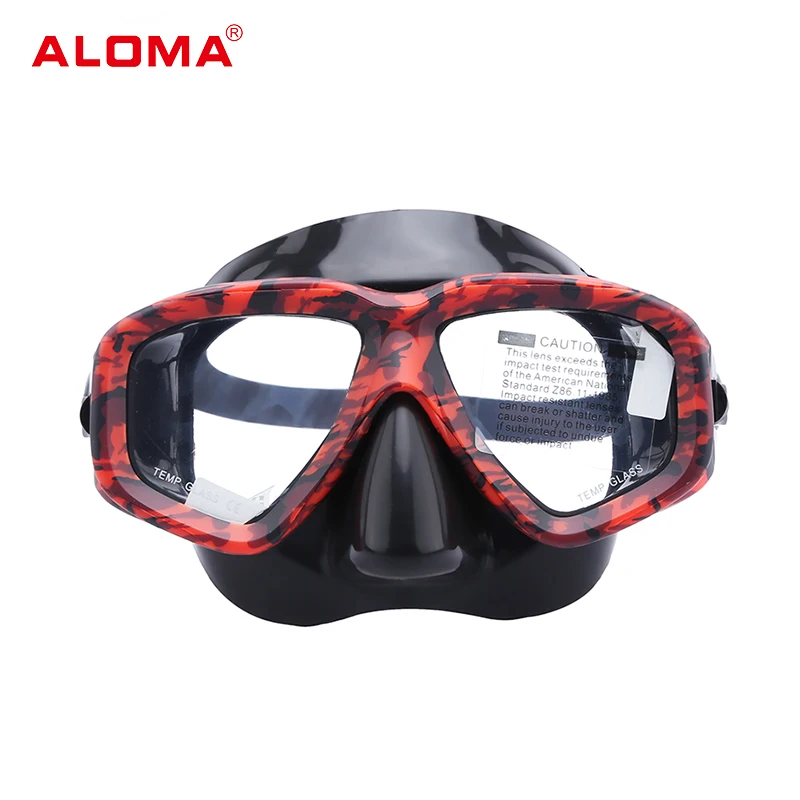 ALOMA Camouflage frame Low volume diving mask anti fog silicone freediving goggles snorkel mask