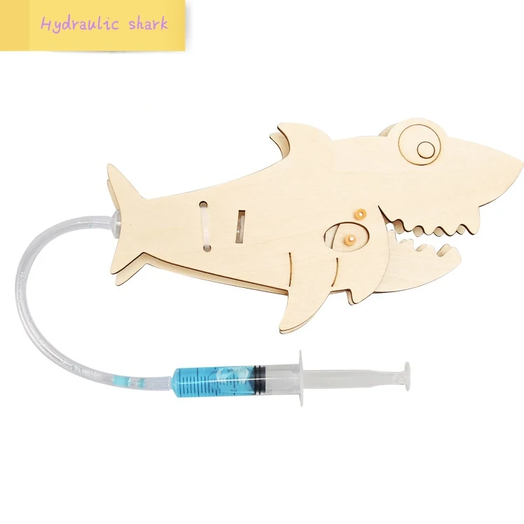Science Experiment Material Package Hydraulic Shark Model Wooden Toys STEM Education Physics Teaching Aids for Primary School