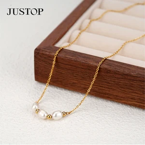 Wholesale Custom PVD 18K 24K Gold Natural Pearl Shell Freshwater Earrings Bracelet Fashion Jewelry Set Pearl Necklaces