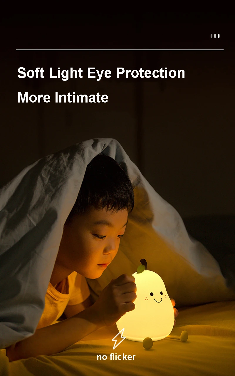 Led Night Light Pear Shaped Rechargeable/battery Colorful Dimming Touch