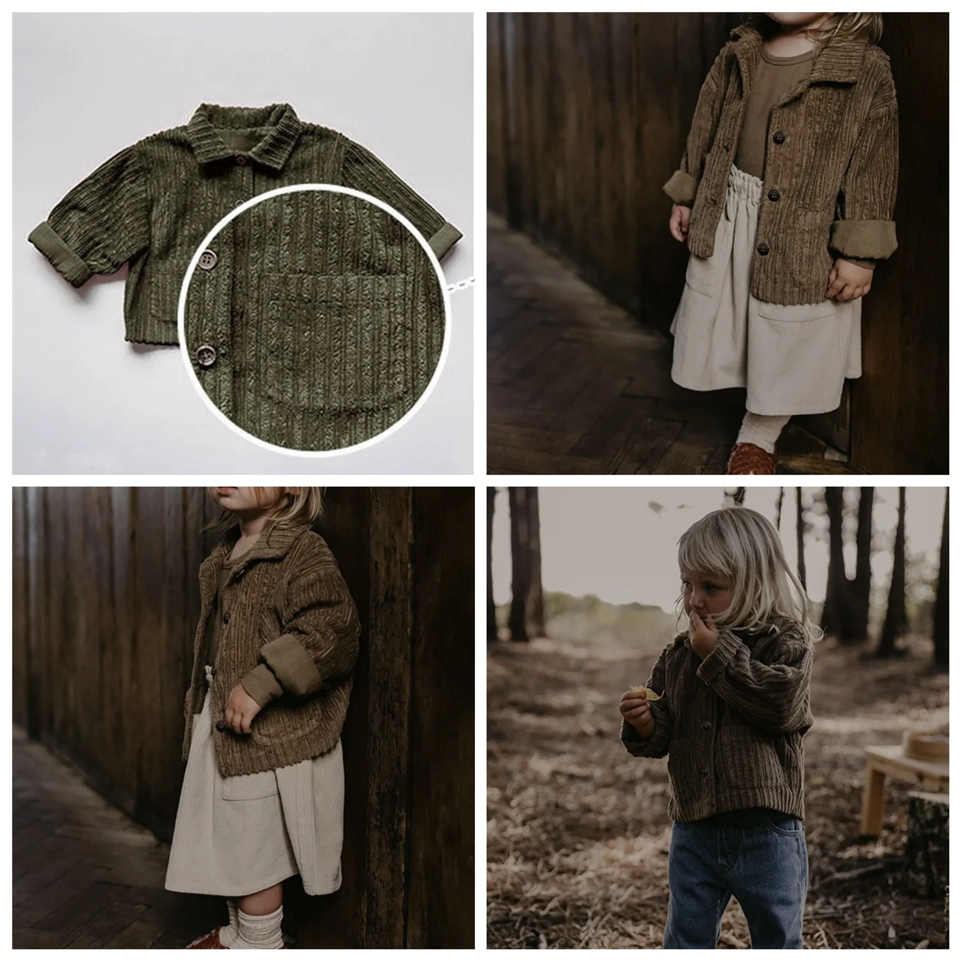 2025 New Spring Autumn Children Outwear Jacket Solid Color Corduroy Cotton Casual Boy  Coat