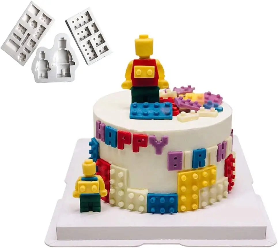 Food Grade BPA Free Minifigure Lego Toys Silicone Mould Robot Cake Molds  Building Block Mold