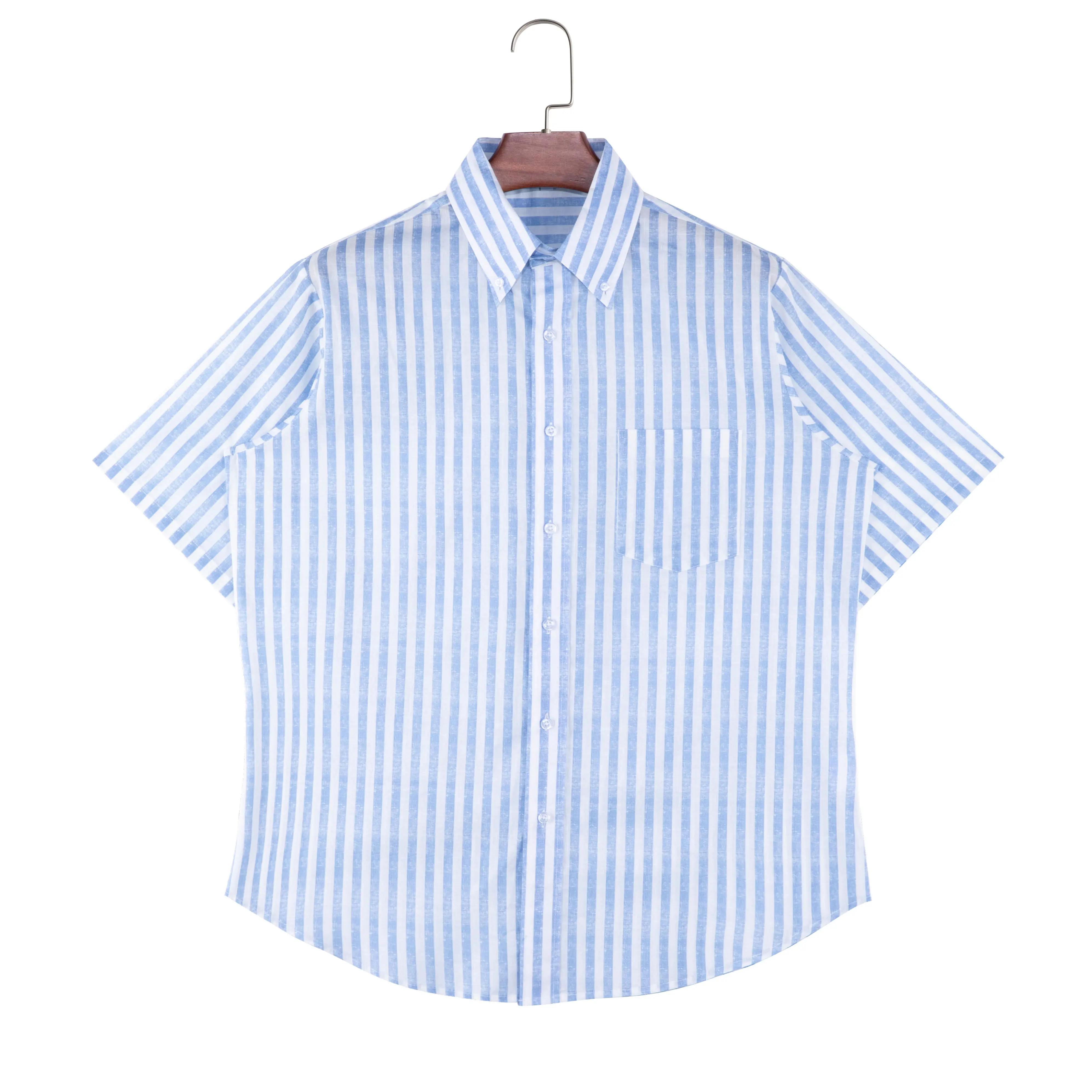 Custom High Quality Summer Printed Leisure Oversized Vintage Short Sleeves Button up Plaid Shirt details