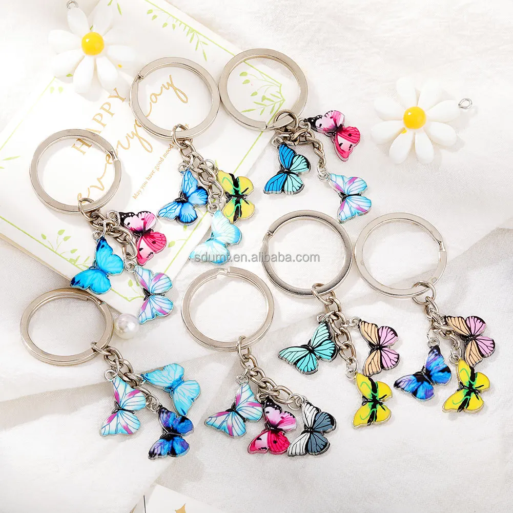 Butterfly Key Rings Keyring Women Bag Accessories Jewelry Colorful Enamel Butterfly ...