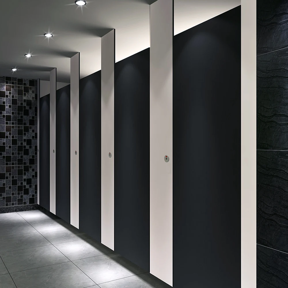 Factory Price High Quality HPL Ceiling Hung Bathroom Room Stall Wall Dividers Toilet Partitions With Stainless Hardware