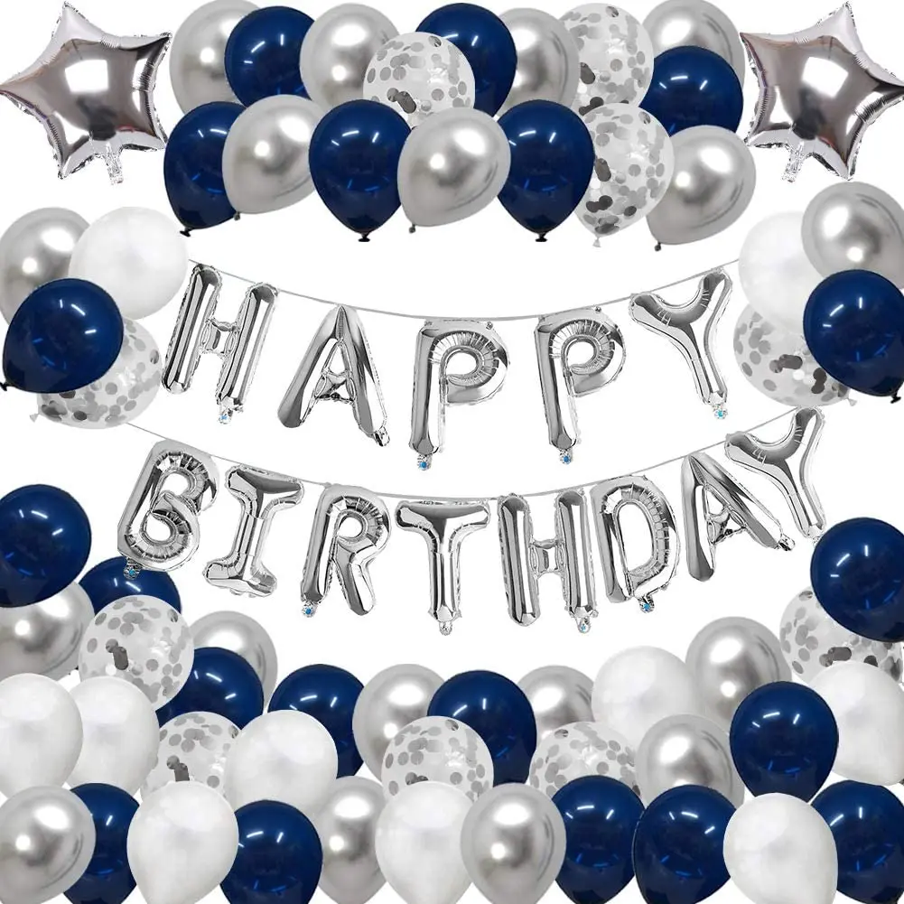 SWPEED Palloncini 50 anni Compleanno Decorazioni Striscione, Blu Oro