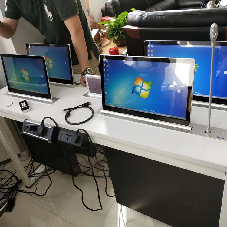 Настольный моторизованный вертикальный ЖК-монитор лифт для столов в переговорной/pop up с ЖК монитором все звуковые и медиа подъем монитора BST-LL-005