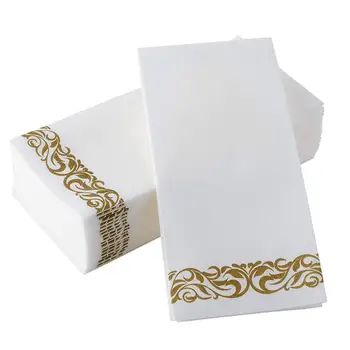 Disposable Guest Towels Soft and Absorbent Paper Hand Towels Durable Decorative Bathroom Hand Napkins for Kitchen,Party, Wedding