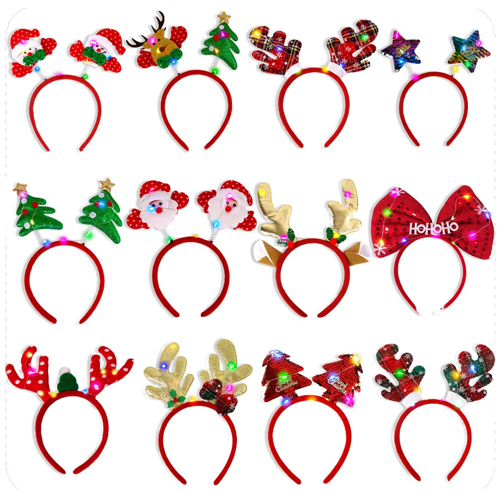 Neue Weihnachts-Stirnband LED-Stirnband Weihnachtsfeier Kinder-Geschenk Weihnachtsbaum Elch-Horn Kopfschmuck