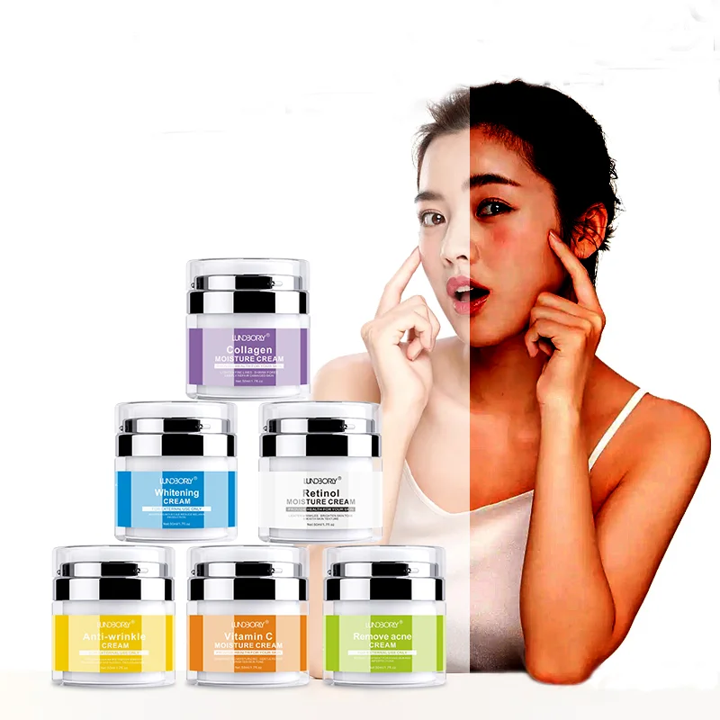 Pretty Cowry Natural Face Care Set Hyaluronic Acid Face Cream Private Label Reduce Melanin Vitamin C Retinol  Whitening Cream