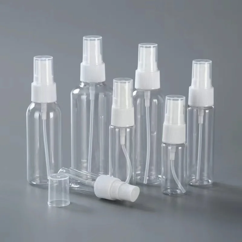 Factory Outlet 5ml 10ml 30ml 50ml 60ml 100ml Pet Spray Bottle Face Mist Clear Plastic Chloroform Spray Bottle