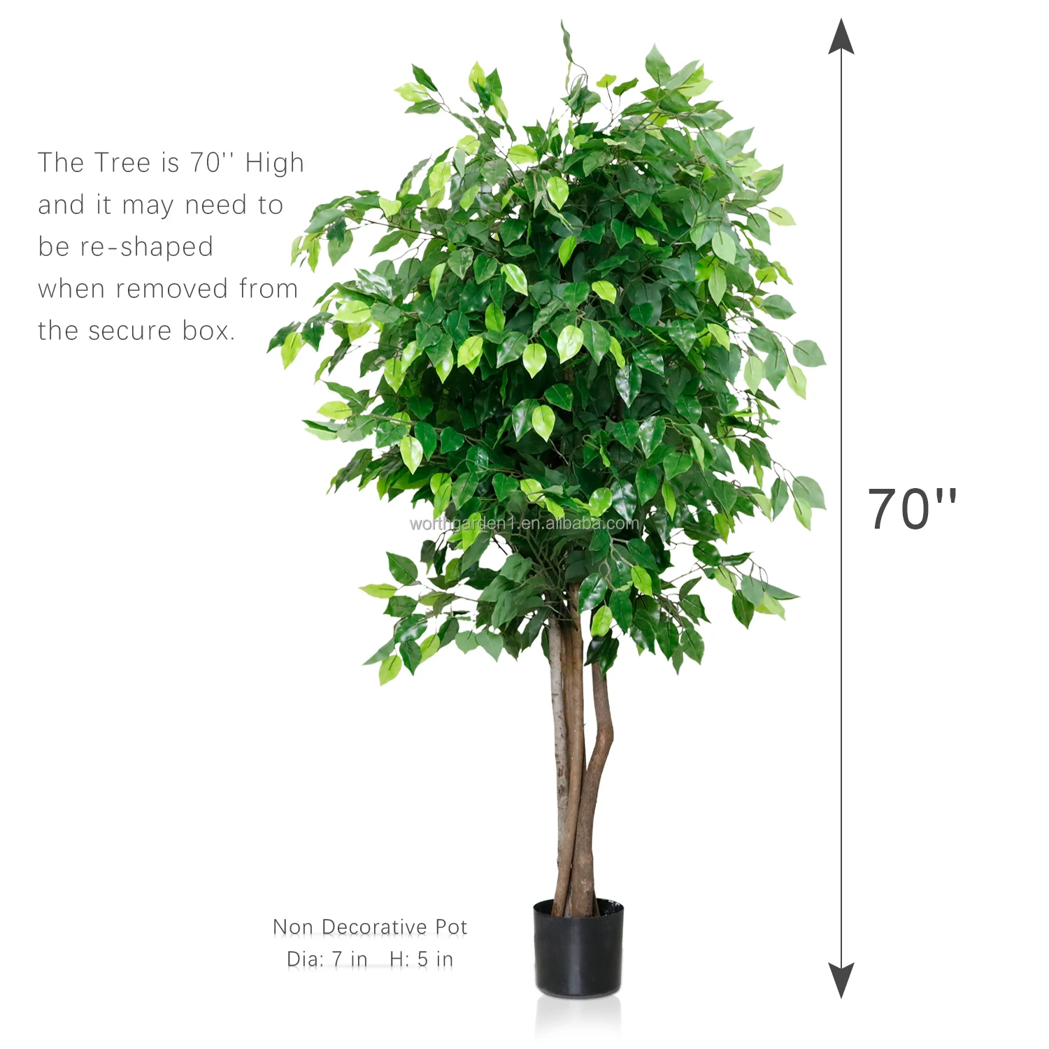 6 Feet Large Home Office Decor Indoor Fake Plastic Ficus Tree Wholesale ...