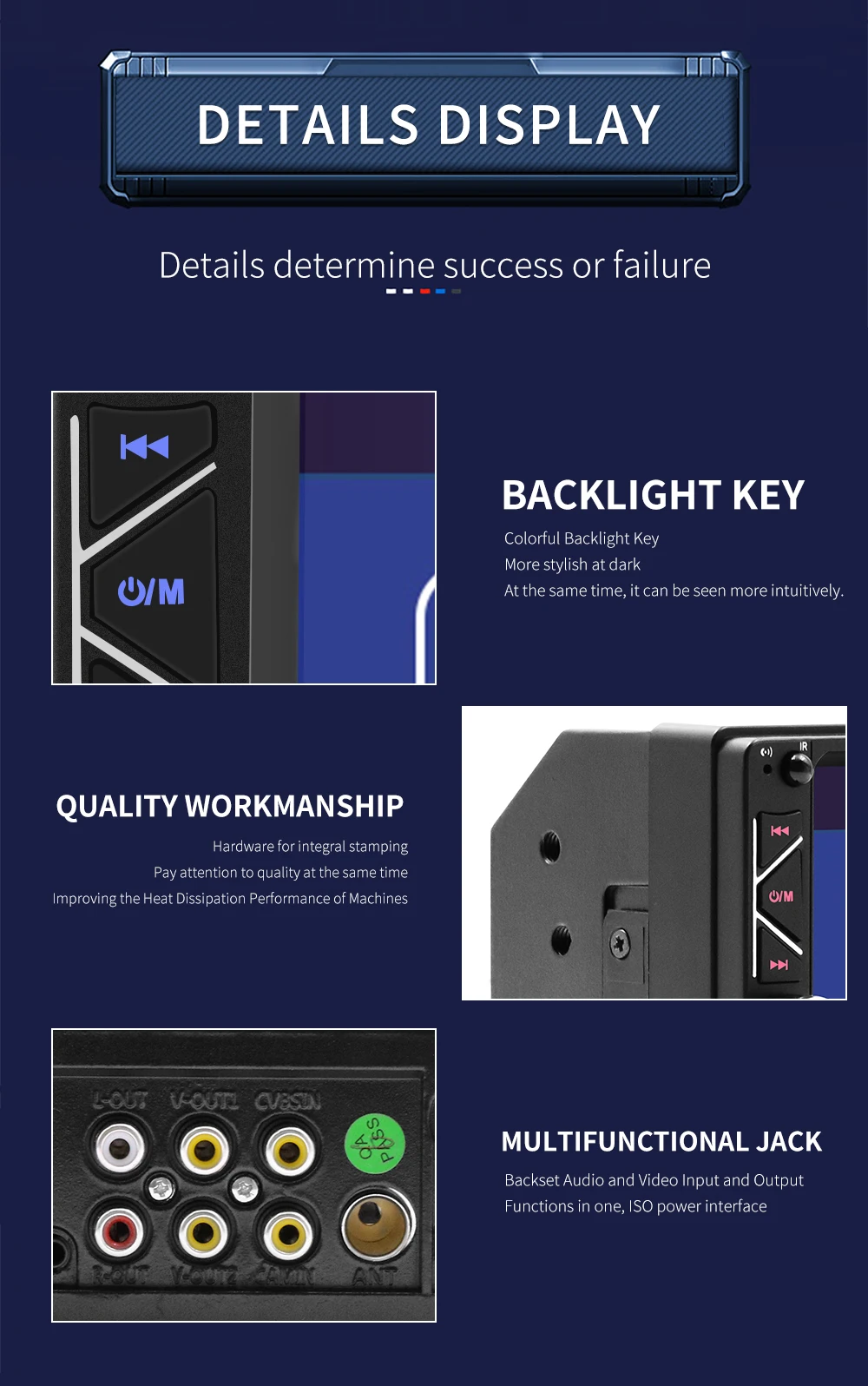 Bestree auto electronics USB charging 7 inch double din car stereo mp5 player auto stereo audio radio music player