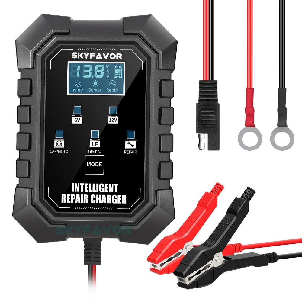 Factory price 6V 12V battery charger 6V 12V 1.5A Multi purpose SAE crocodile clip wire nose car motorcycle battery charger