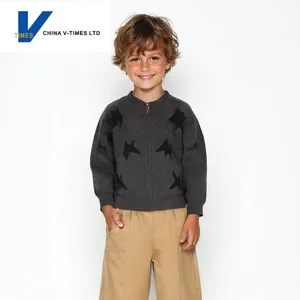 China V-Times 2026 New Boys' Knit Cardigan Jacket - Toddler Fashion Sweater for Fall Winter - Trendy Kids' Outerwear