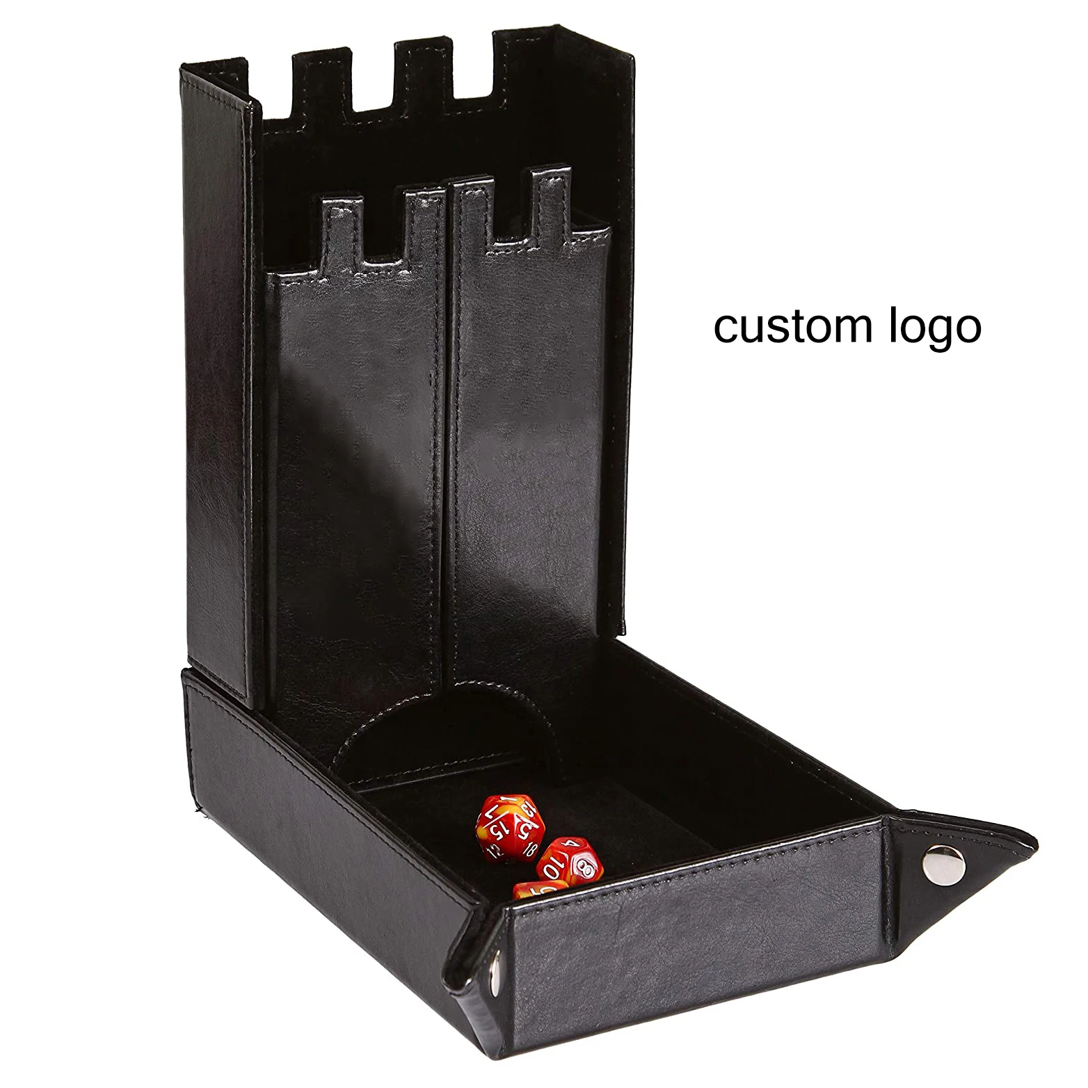 Customised Tabletop Gaming Foldable Leather Rolling Tray and DND Dice Tower
