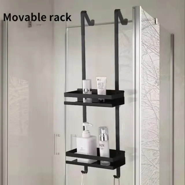 Shower Caddy Hanging Shelf with Hooks Suction Cups Stainless Steel