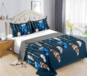 Wholesale 3Pcs  Bed Sheet Set Queen Size Floral Striped Pattern Soft Flat Sheet for Hotels Hospitals Home