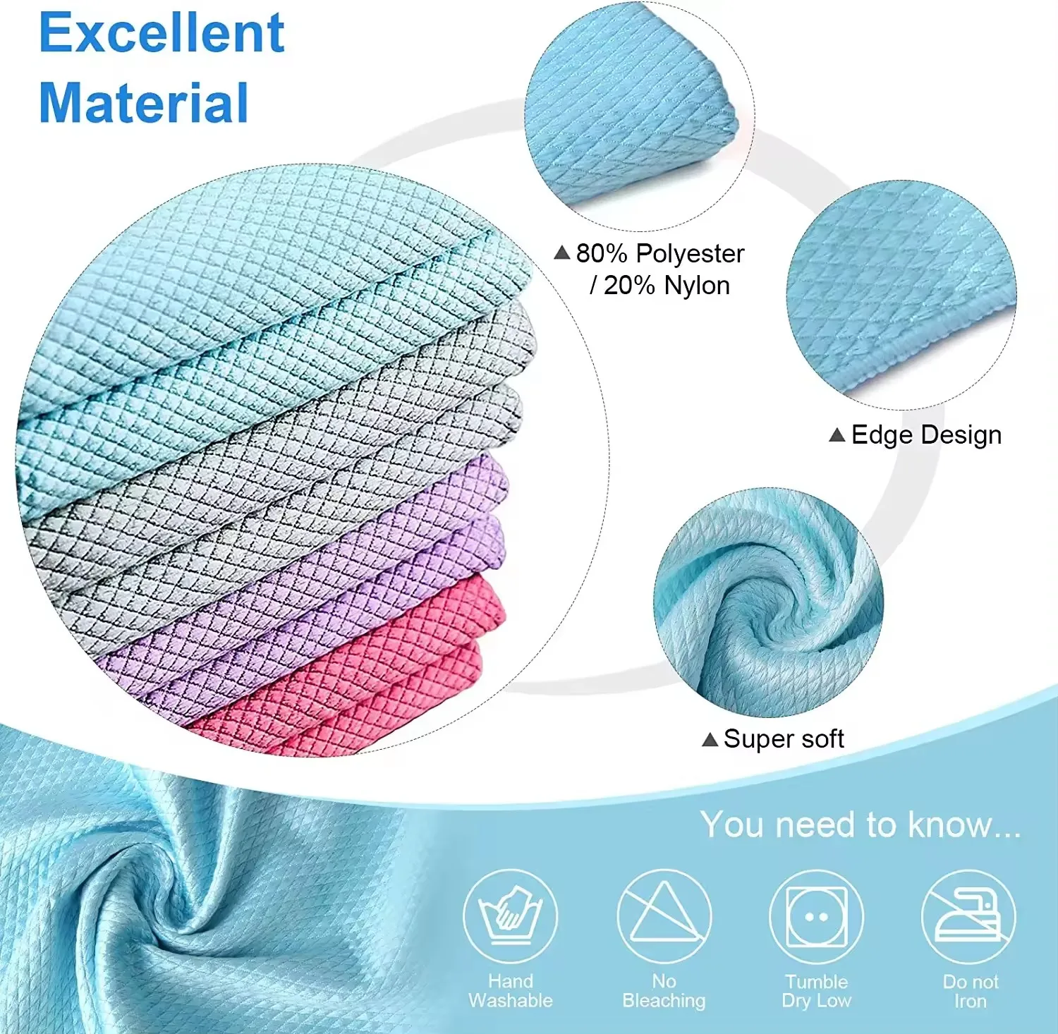 Fish Scale Pattern Cleaning Cloths,Reusable Microfiber Cleaning Cloths