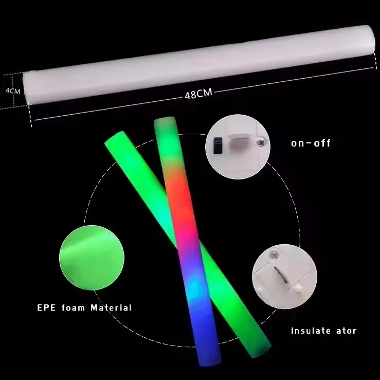 Nicro Custom Printing LOGO Led Party Novelties Supplies LED Light up Foam Stick Concert Cheer up Props Led Stick Glow Stick