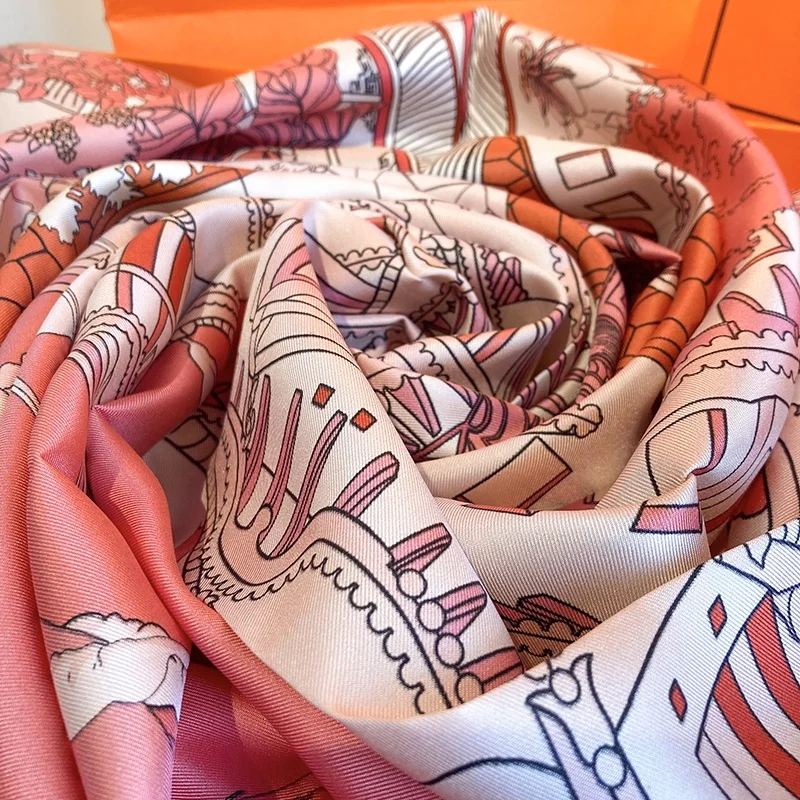 Scarf Manufacturer Luxury Custom 18 Momme Silk Twill Head Scarves With Logo Gift Box