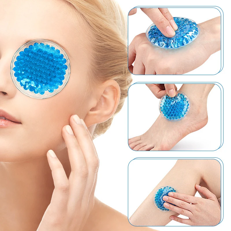 customize round aqua pearls reusable hot and cold compress pack gel ice packs