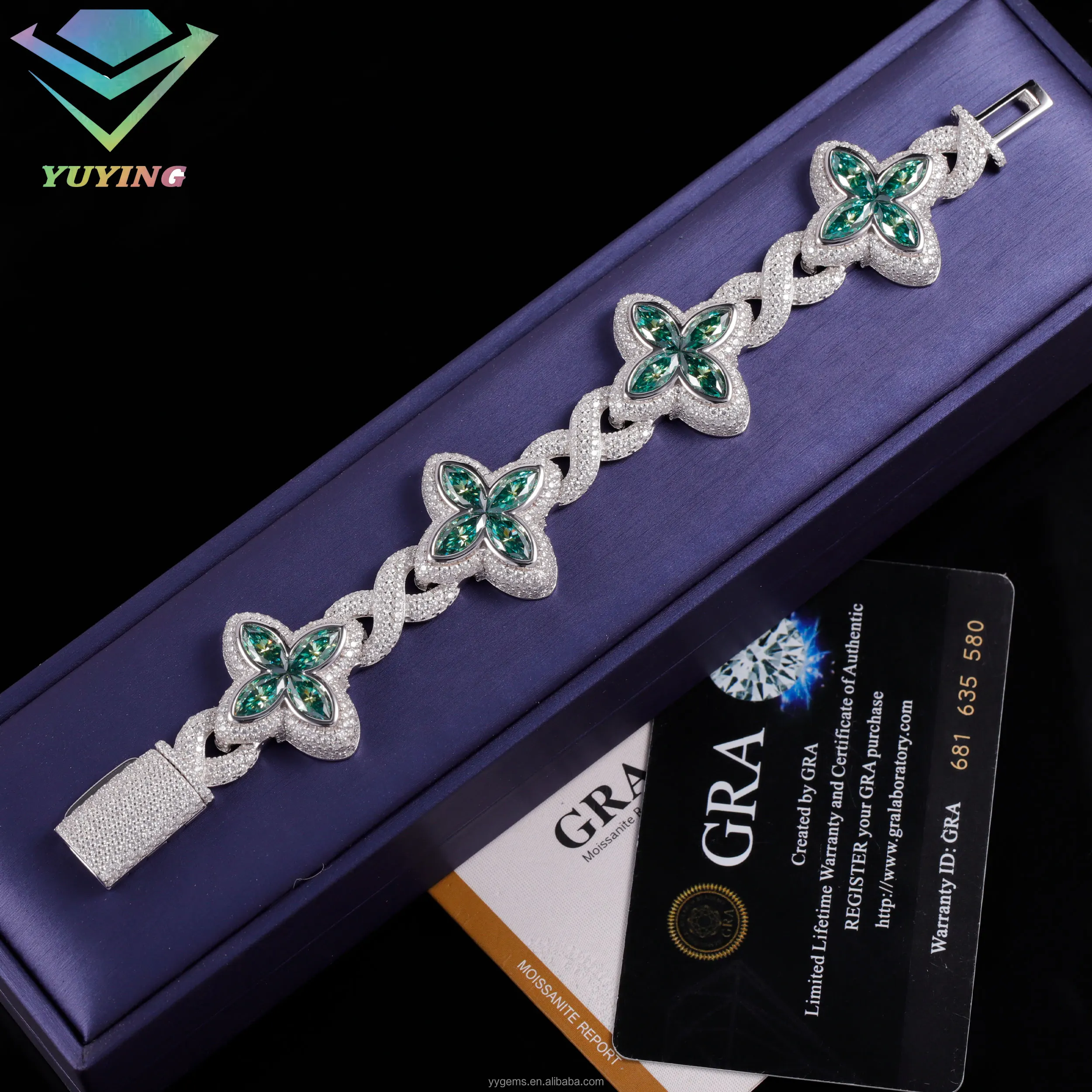 Moissanite Jewelry - Green Diamond Bracelet with GRA Certificate display picture 1