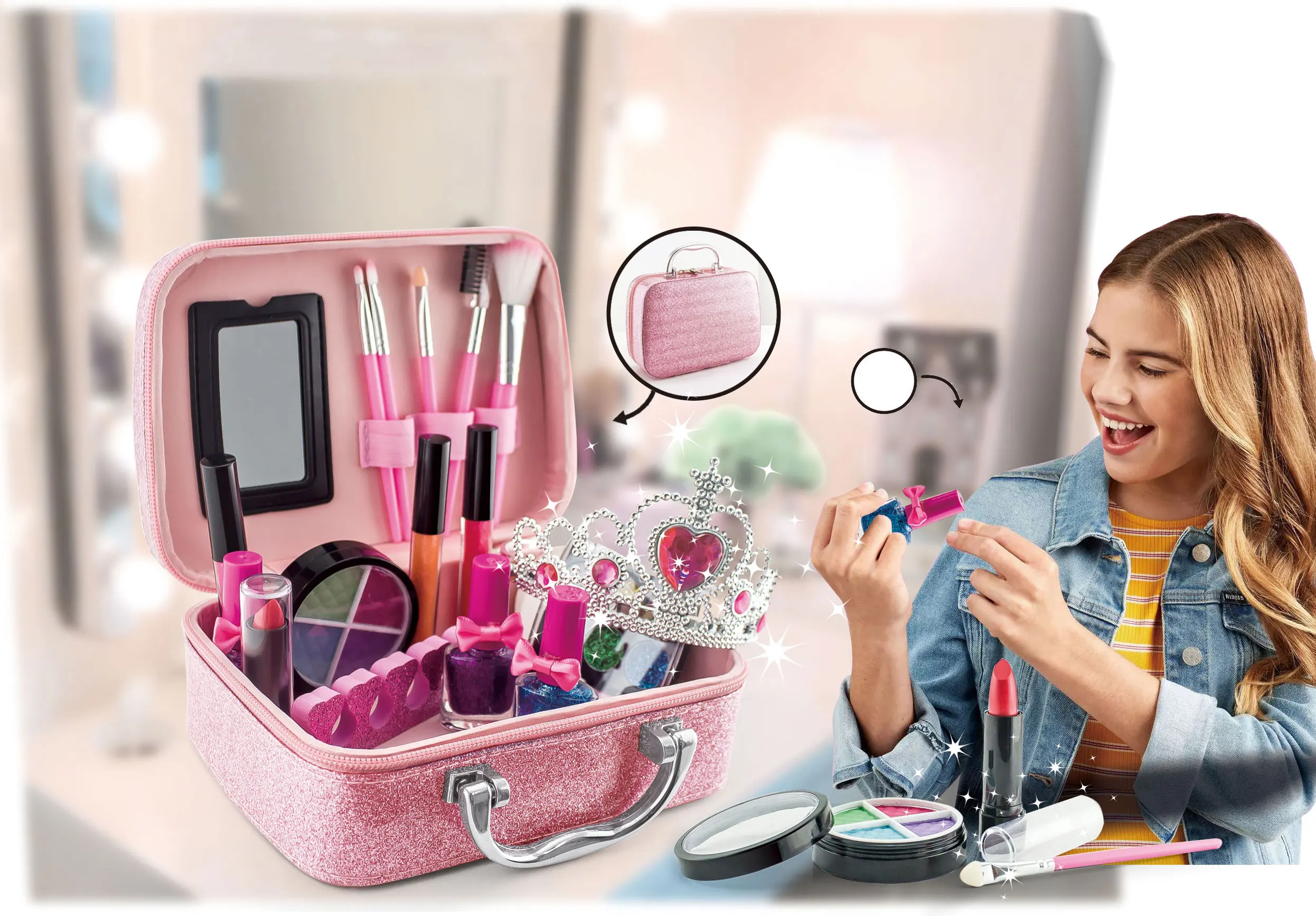 Ensemble de maquillage pour enfants pour filles, kit de cosmétiques  lavables, jouets de maquillage réels pour enfants 4 5 6 7 8 9 10 ans