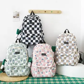 School Backpack Set Plaid School Bags Nylon Backpacks For School Children Kids Bags Girls Checker Kids Backpack