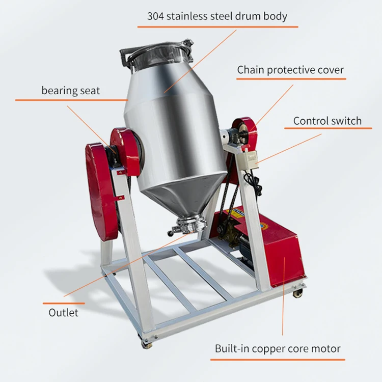 Factory Direct Sale Powder Blender Drum Mixer Filler Horizontarotating