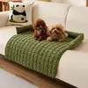 Corduroy round pet mat-green