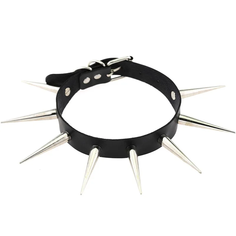 Big Spikes Choker Leather Collar Metal Punk Necklace For Women Men Emo  Chocker Goth Jewelry Harajuku Accessories