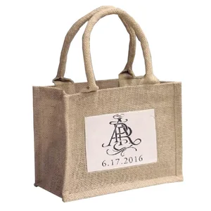 Eco-friendly OEM Design Durable Hemp Carry Handle Burlap Shopping Tote Bag Jute